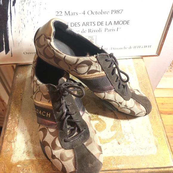 SZ 8 M-COACH BROWN/TAN LOGO SNEAKERS “JAYME” - Picture 3 of 13